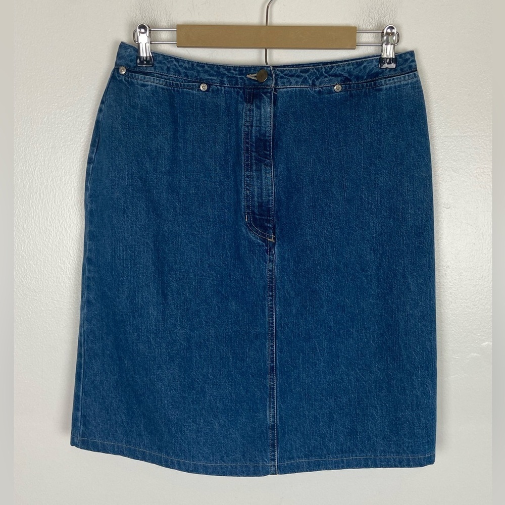 Eddie Bauer Women's 90s Y2K Denim Mini Skirt Size 12 Cotton Vintage Blue